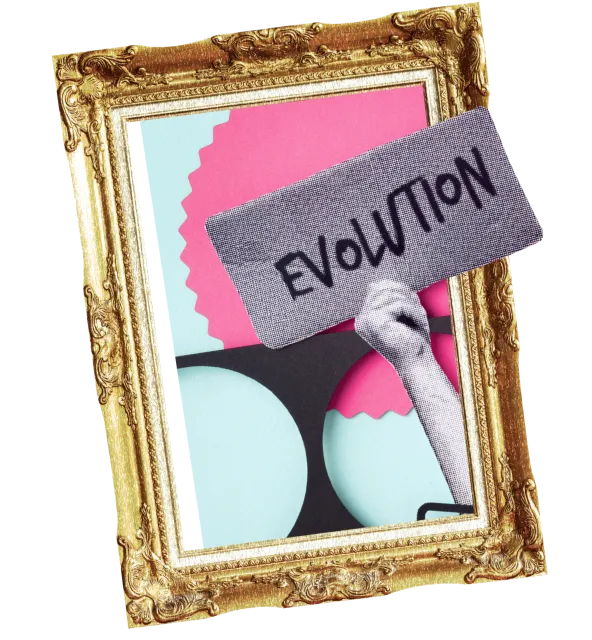 Bilderrahmen mit 'Evolution'