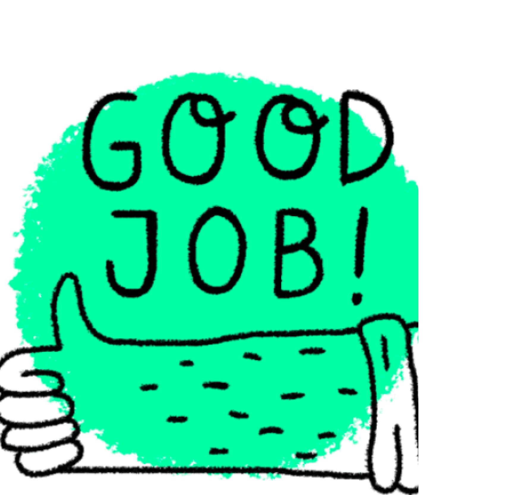'Good Job!' banner with 'thumbs up' illustration