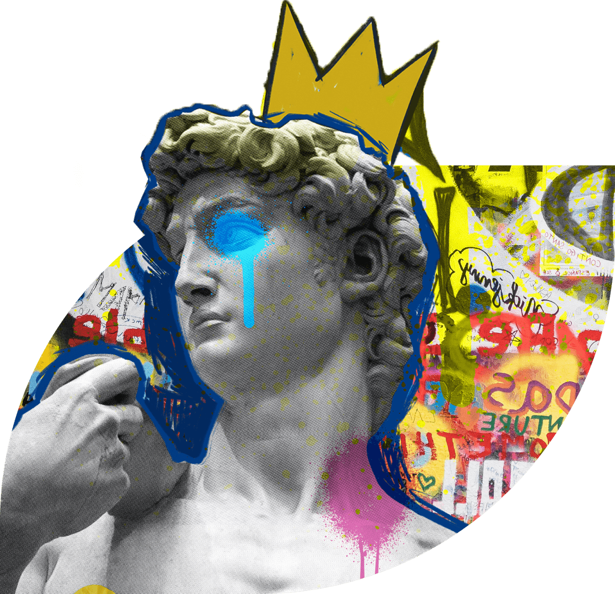 Bunte Mixed-Media Collage mit Freiheitsstatue