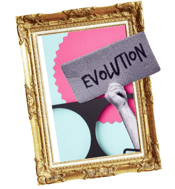 Bilderrahmen mit 'Evolution'