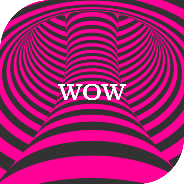 'WOW' Schriftzug vor einer optischen Täuschung
