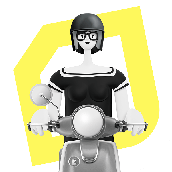 Emilia on bike with yellow backround